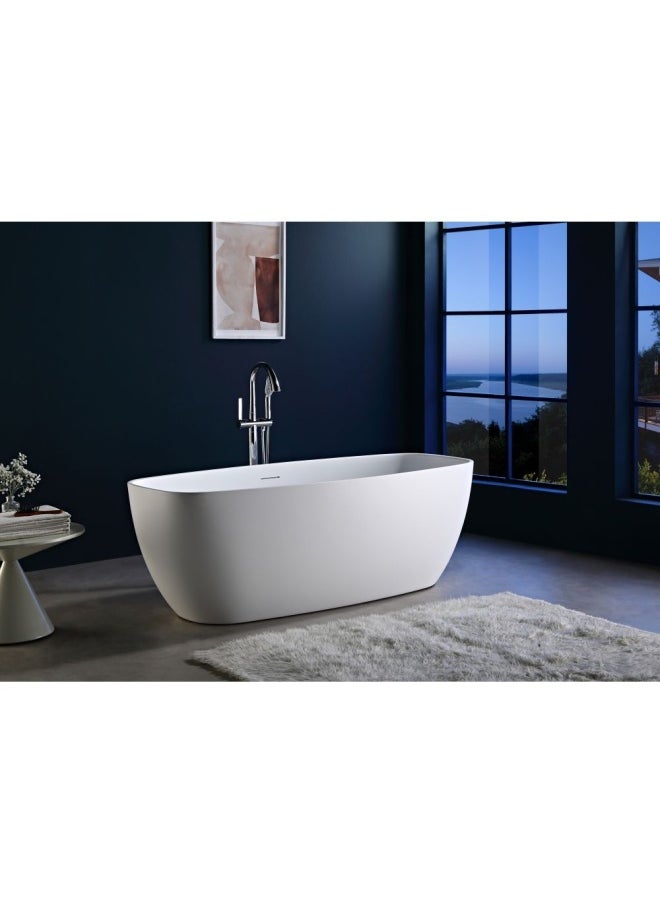 DANUBE HOME Milano Syra Freestanding Bathtub Modern Bathtub Freestanding Shower Bath Tub For Adults 1700 x 750 x 580 Matt White  - Image 1