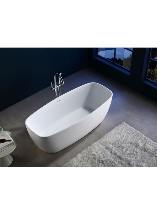 DANUBE HOME Milano Syra Freestanding Bathtub Modern Bathtub Freestanding Shower Bath Tub For Adults 1700 x 750 x 580 Matt White  - Image 2