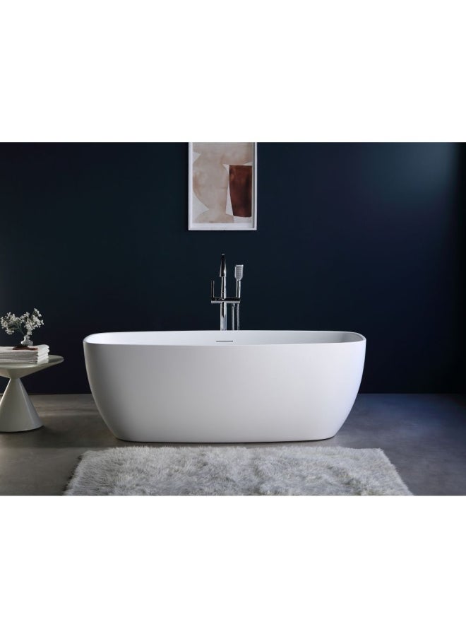 DANUBE HOME Milano Syra Freestanding Bathtub Modern Bathtub Freestanding Shower Bath Tub For Adults 1700 x 750 x 580 Matt White  - Image 3