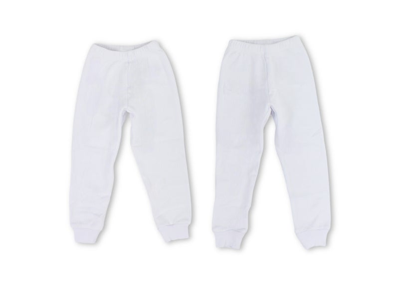 Ourkids Unisex Kids 2-Pack Thermal Pants – White - Image 1