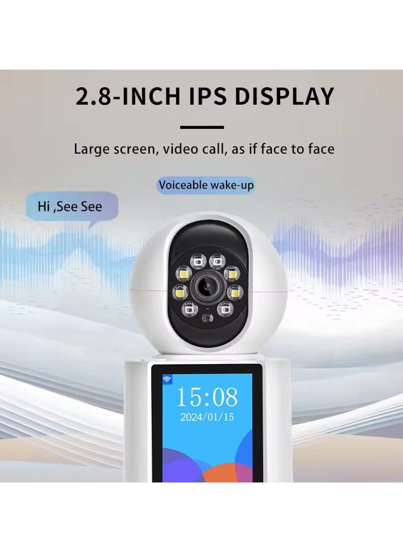 Indoor Wireless Security Camera 2 in 1 Video Call & Monitor 1080P 350° Full HD WIFI Video Calling, Night Vision Smart Motion Detection, Two Way Video Calling with HD Time Display for Elder Baby Pet