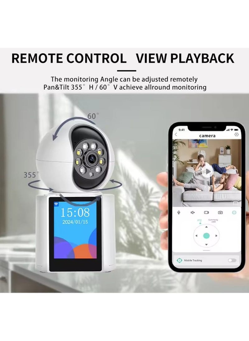 Indoor Wireless Security Camera 2 in 1 Video Call & Monitor 1080P 350° Full HD WIFI Video Calling, Night Vision Smart Motion Detection, Two Way Video Calling with HD Time Display for Elder Baby Pet