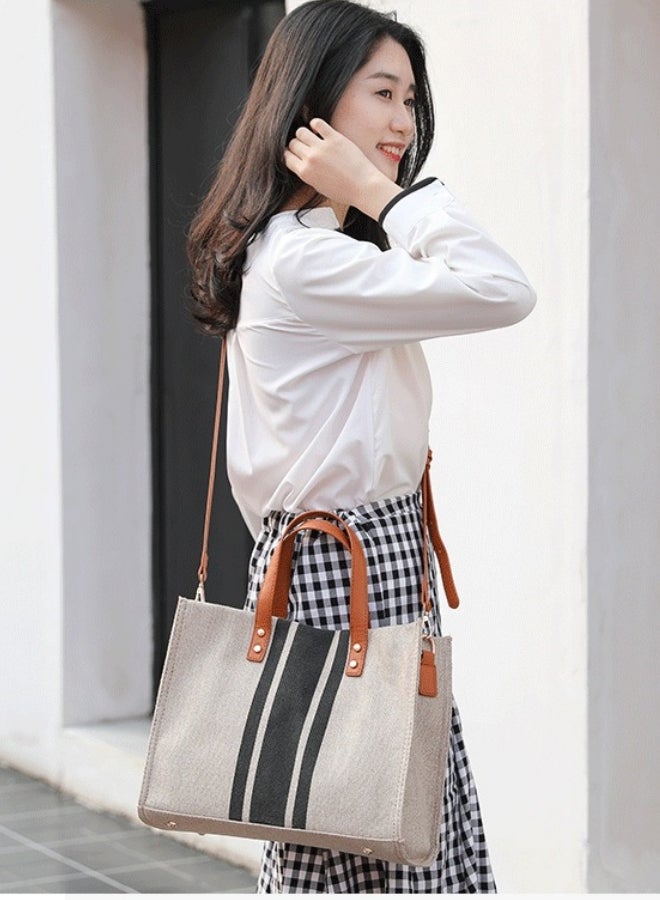 Unisex Contrast Striped Crossbody Bag, Large Capacity Shoulder Bag Sling Bag Side Bag for Men and Women, Magnetic Buckle Handbag Tote Bag Satchel Bags Laptop Bag for College Students  - Image 2
