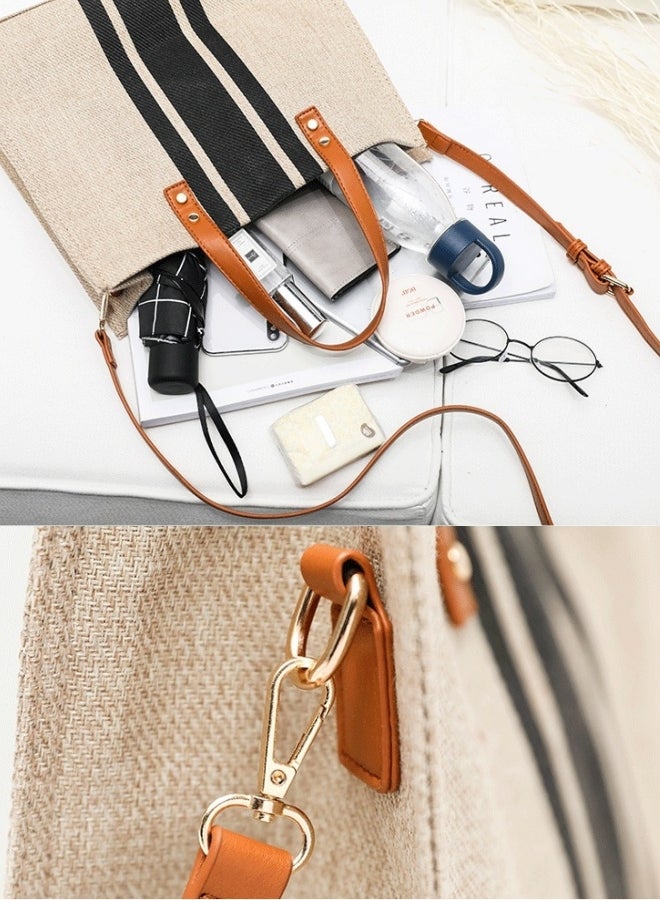 Unisex Contrast Striped Crossbody Bag, Large Capacity Shoulder Bag Sling Bag Side Bag for Men and Women, Magnetic Buckle Handbag Tote Bag Satchel Bags Laptop Bag for College Students  - Image 5
