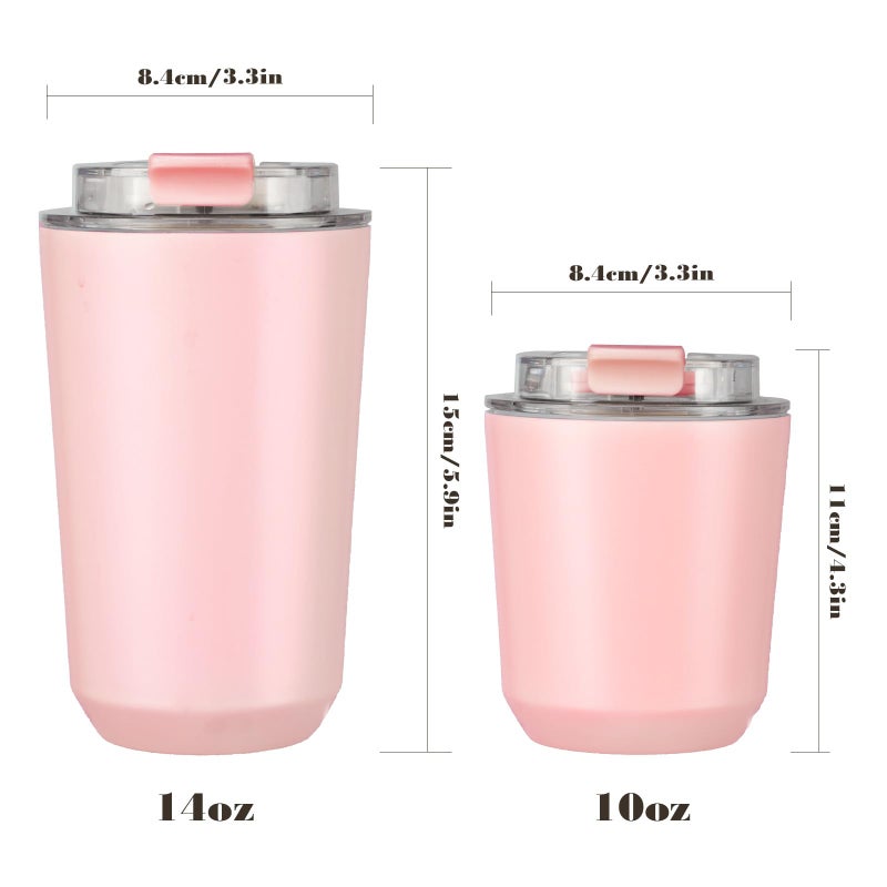 Puraville 2 Pack Insulated Tumblers with Lid  10 oz Travel Coffee Mug Stainless Steel Vacuum Thermos Cup Leak Proof Double Walled Coffee Tumbler for Iced and Hot Drinks Pink and Light Blue - Image 2