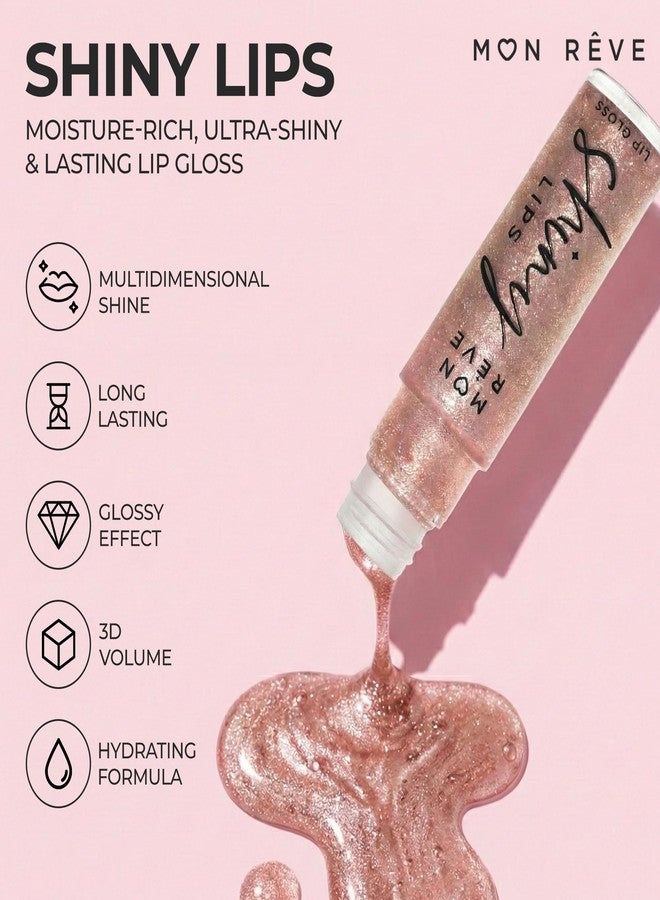MON RÊVE Moisturizing Lip Gloss for Women - Ultra-Shiny 3D Hydrating Lip Gloss with Chamomile Oil, Non-Sticky Nourishing Formula for Long-Lasting Wear, 0.27 fl oz, 18 Shimmer Shades (02 VOLUMIZING) - Image 3