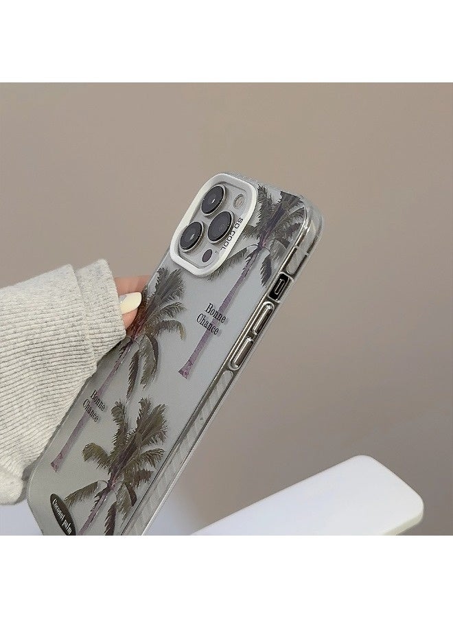 ShebSheb iPhone 15 Pro Palm Tree Phone Case, Shiny Silver Tropical Romantic Style, Electroplated Craft with Layered Aesthetic, Drop-Proof, Scratch-Resistant, and Shockproof - Image 5