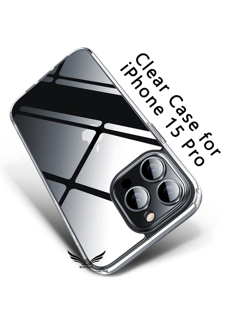 BORTONY iPhone 15 Pro Case 6.1 Inch Slim Crystal Clear Soft Silky Touch Yellowing Resistant Anti-Scratch Shockproof Protective Case Cover for Apple iPhone 15 Pro - Image 1