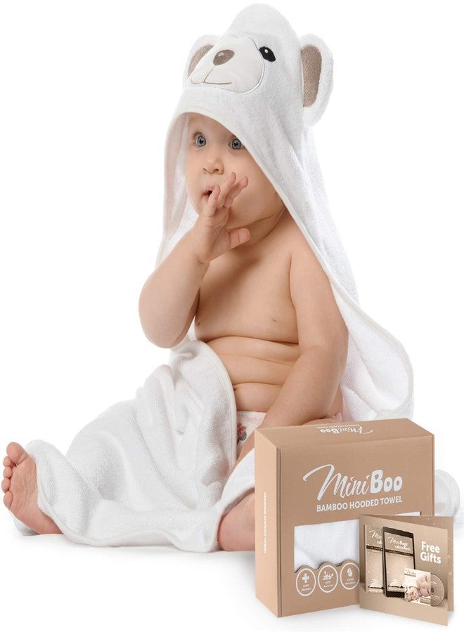 MINIBOO Hooded Baby Towels for Newborn & Toddler - Super Soft Baby Bath Towels with Hood, Highly Absorbent Viscose Made from Bamboo Hooded Towel for Boys, Girls, Newborn Essentials. - Image 1