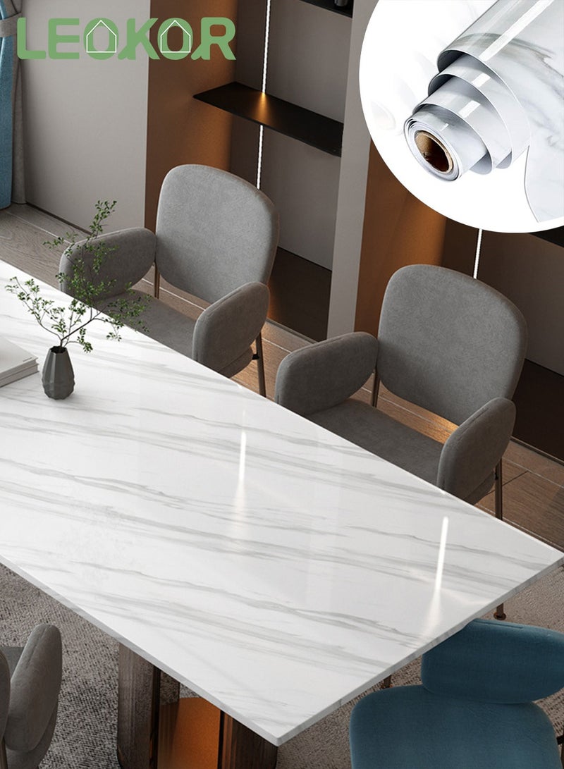 LEOKOR 60*500CM Glossy Marble Wallpaper Self-Adhesive Sticker Wallpaper Decorative Removable Wall Paper PVC Waterproof and Oilproof Contact Paper - Image 2