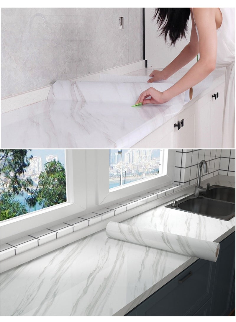 LEOKOR 60*500CM Glossy Marble Wallpaper Self-Adhesive Sticker Wallpaper Decorative Removable Wall Paper PVC Waterproof and Oilproof Contact Paper - Image 3