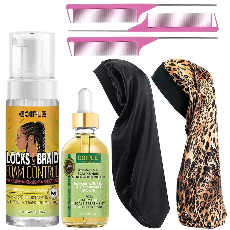 Goiple Hair Styling Mousses  Oil Set for Braids Twist Locs  No Flake Mousse for Style Moisture and Growth with Rosemary Oil 34fl oz1fl oz