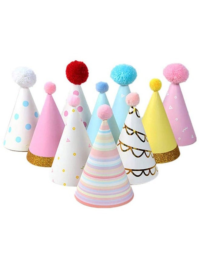 10-Piece Birthday Party Paper Cone Hats - Image 1