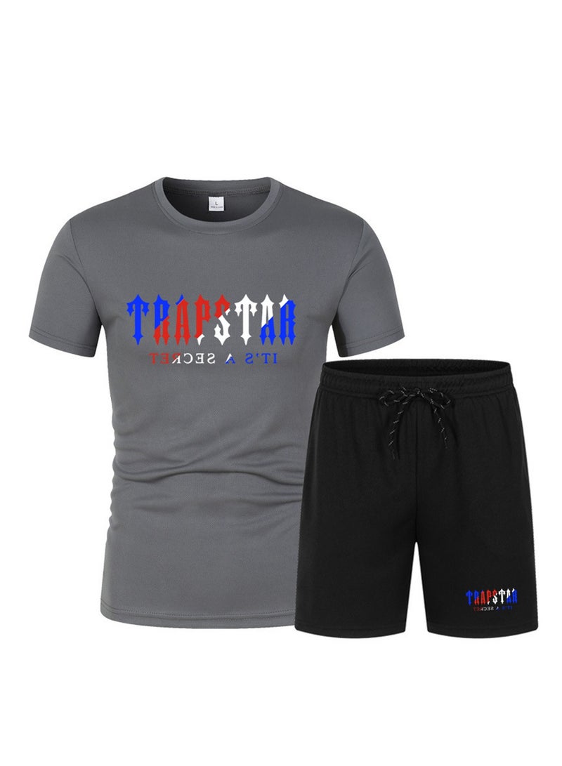 2PCS Summer Men's Short Sleeve T-Shirt Shorts Casual Two-piece Suit T-Shirt - Image 1