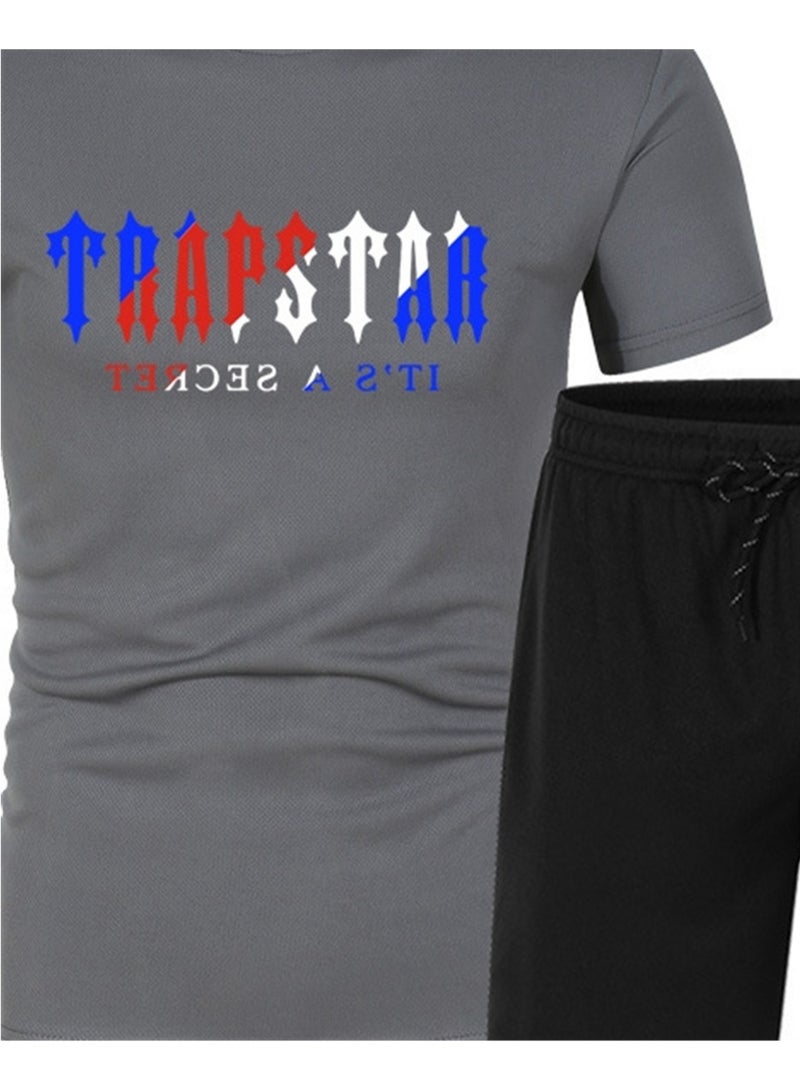 2PCS Summer Men's Short Sleeve T-Shirt Shorts Casual Two-piece Suit T-Shirt - Image 3
