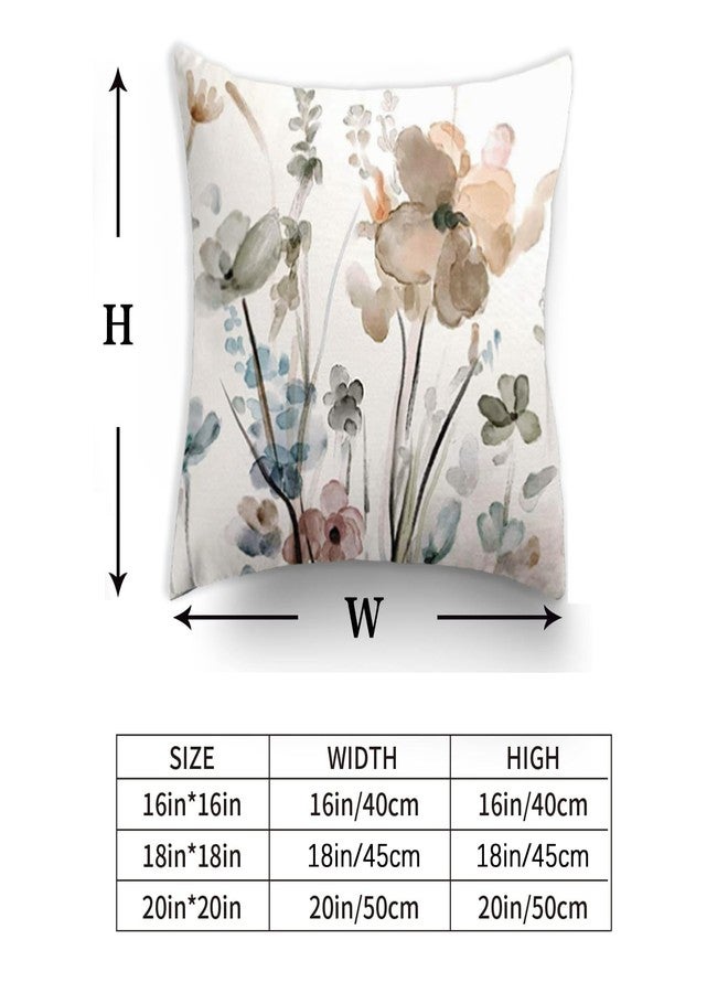 Dixutzi Floral Pillow Covers 20x20, Watercolor Teal Brown Cream Grey Flower Pillow Cushion Cases, Abstract Modern Decorative Throw Pillows for Sofa Couch Living Room Bedroom Car, Set of 2 - Image 3