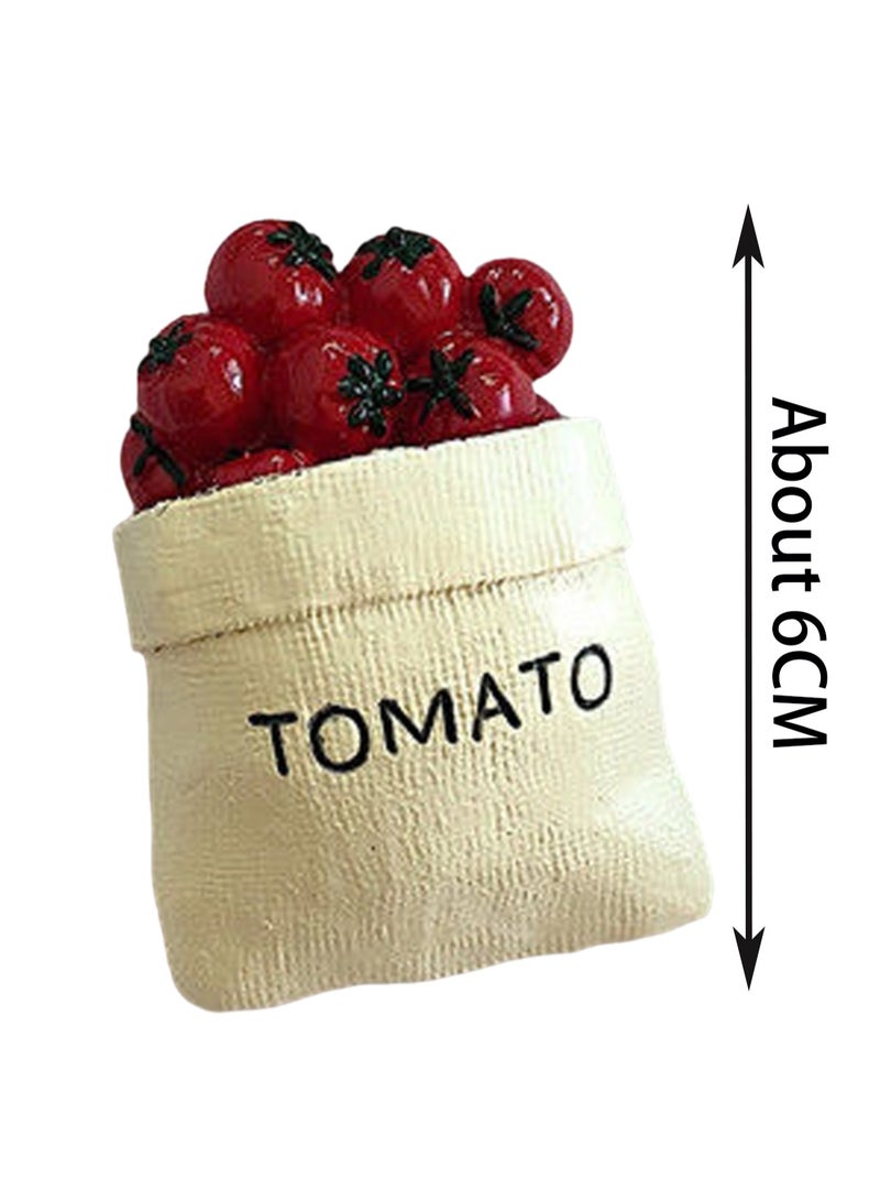 A Bag Of Tomato Refrigerator Magnets, 3d Simulation Food Bread Message Stickers Three-Dimensional Creative Magnetic Stickers Home Decoration Accessories - Image 2