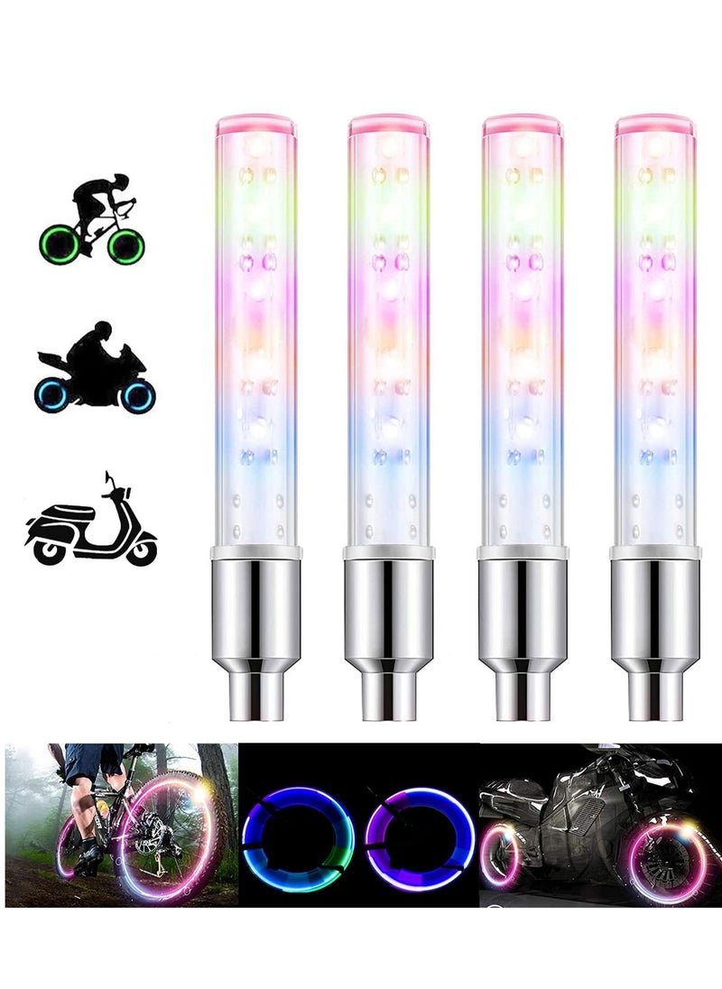 Generic - LED Bike Wheel Lights 4 Pack Long Bicycle Tire Valve Stems Caps Waterproof Tyre Spoke Flash Lights Switch Light Up Cool Reflector Accessories for Kids Men Women - Image 1