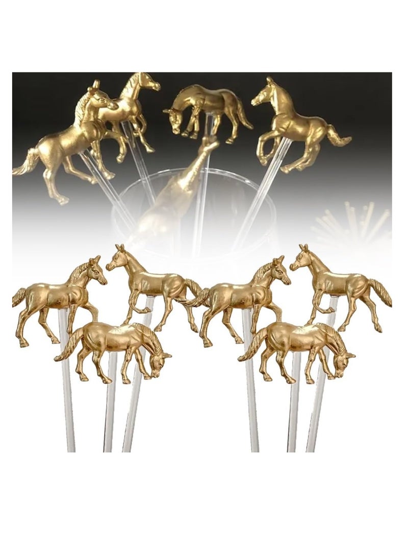 KASTWAVE 6 Pieces Kentucky Derby Horse Drink Stirrers, Reusable Cocktail Coffee Stirrers, Swizzle Sticks, Derby Decorations, for Parties,Weddings & Bar Events  - Image 2