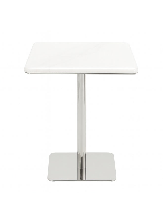 YI ONE Corner Table – Square White Marble Top with Stainless Steel Legs, 40×40×45 cm Luxury Side Table for Sofa & Bed - Image 4