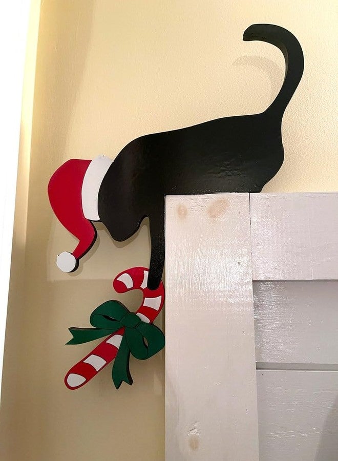 Sanmtang 2024 Christmas Door Topper, Holiday Home Decor, Funny Snowman, Santa Claus, Door Frame, Corner, Decoration, Windows, Walls, DIY Crafts (, Cat) - Image 3
