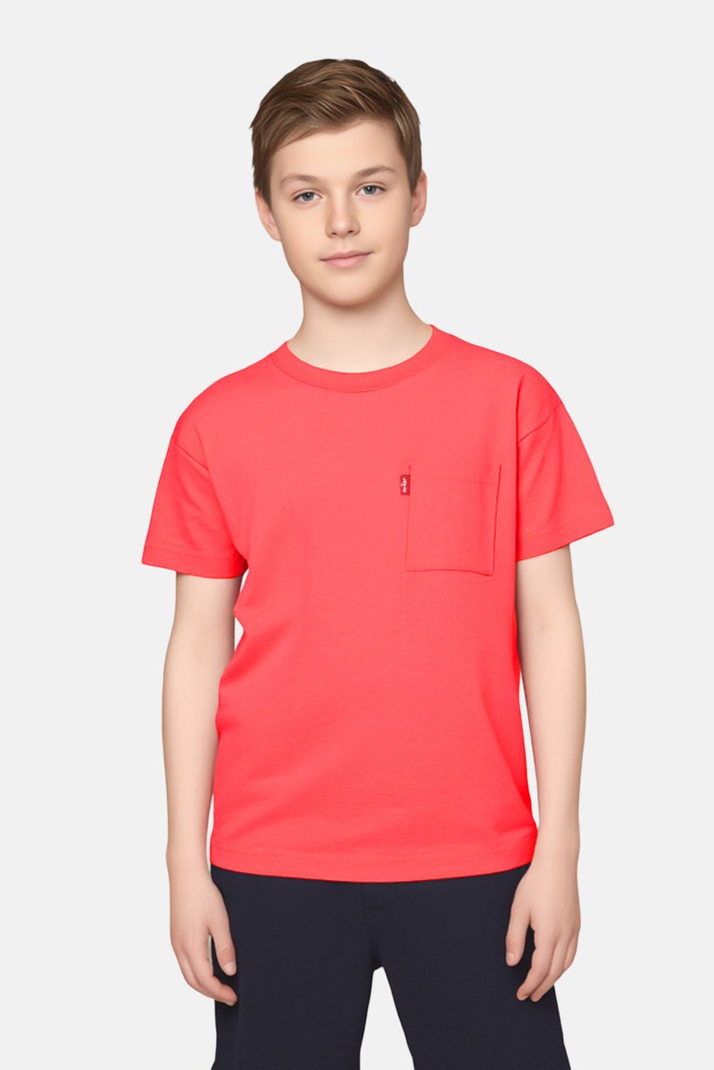 Levi's Kids Boy Crew Neck Brand Logo Short Sleeve T-Shirt, Red - Image 1