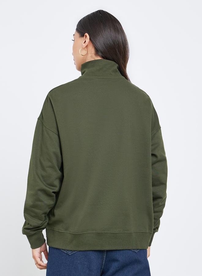 Styli Regular Fit Half Zip Slogan Sweatshirt - Image 5