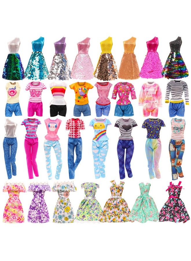 Barwa 10 Sets Doll Clothes Including 3 Sequins Dresses 3 Fashion Floral Dresses 4 Casual Outfits Tops And Pants For 11.5 Inch Girl Dolls…  - Image 2