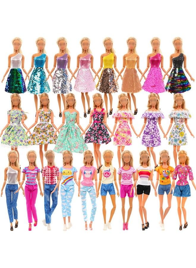 Barwa 10 Sets Doll Clothes Including 3 Sequins Dresses 3 Fashion Floral Dresses 4 Casual Outfits Tops And Pants For 11.5 Inch Girl Dolls…  - Image 3