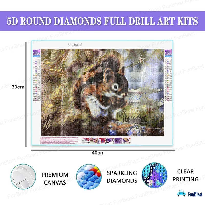 FunBlast FunBlast 5D Diamond Painting Kit 12x16inch Diamond Painting Kit for Adults Kids Suitable for Home Leisure and Wall Decoration Gift for Kids and Adults Squirrel  - Image 2