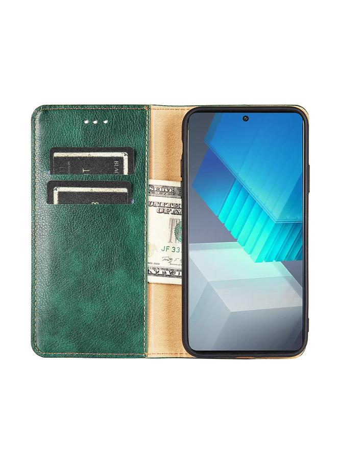 اس-توب جراب هاتف Nokia C31 مصنوع من الجلد المغناطيسي بلون سادة لامع وزيتي - Image 3