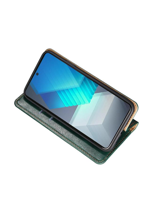 اس-توب جراب هاتف Nokia C31 مصنوع من الجلد المغناطيسي بلون سادة لامع وزيتي - Image 4