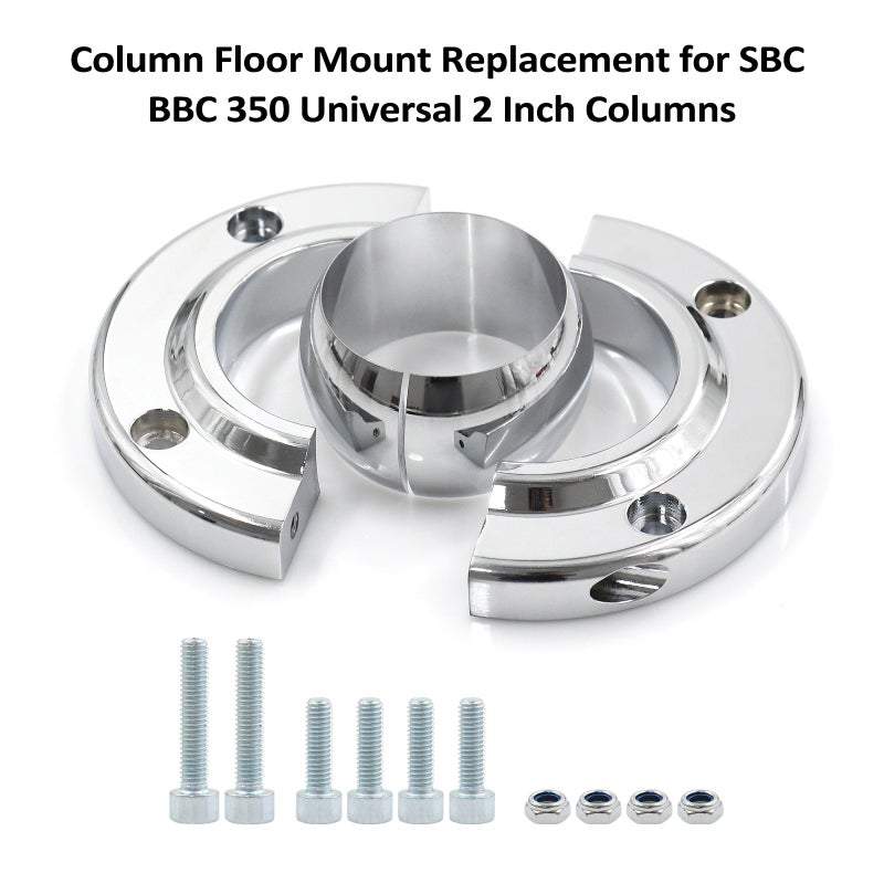 Chrome Steering Column Floor Mount Replacement for SBC BBC 350 Universal 2 Inch Columns - Image 3