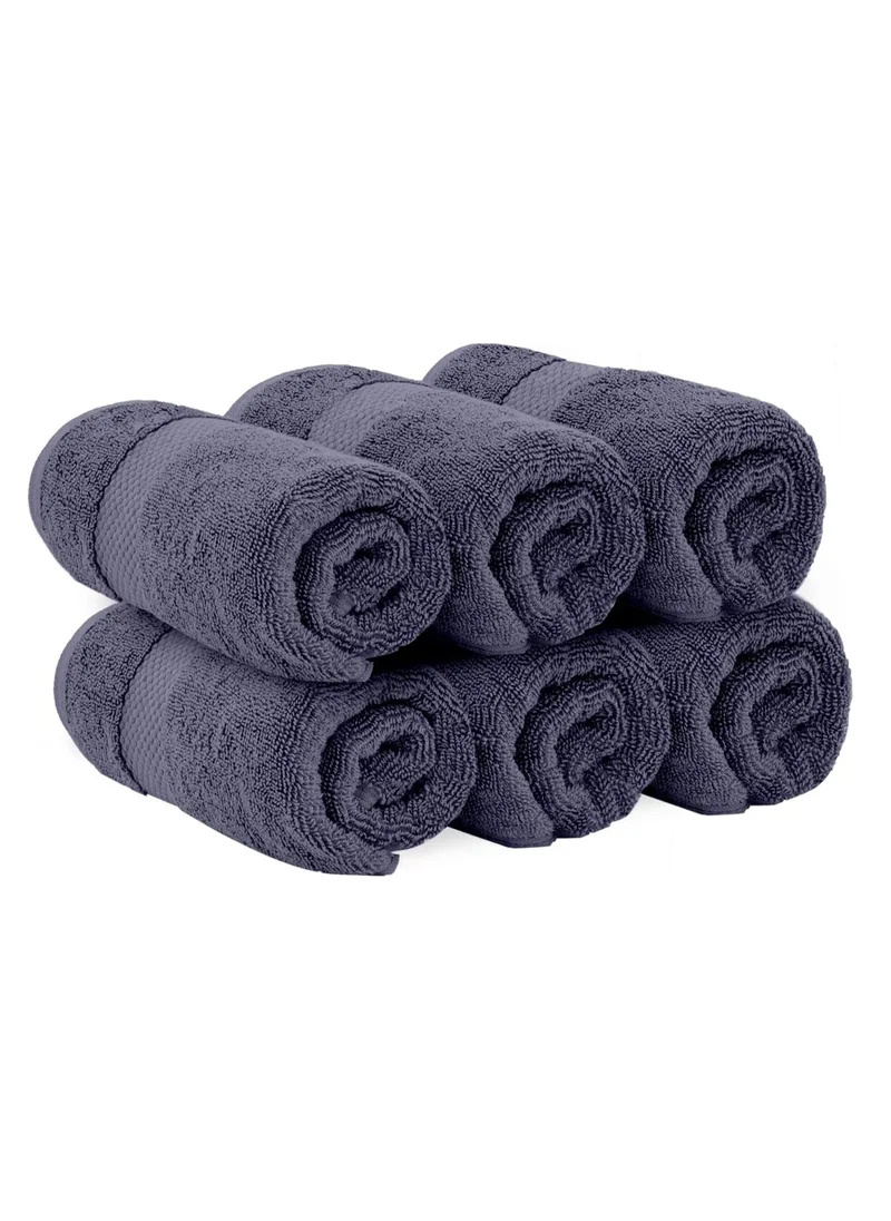 1Chase Luxury Hand Towels Cotton Hotel spa Bathroom Towel 16x30  Set Of 6 Navy Blue