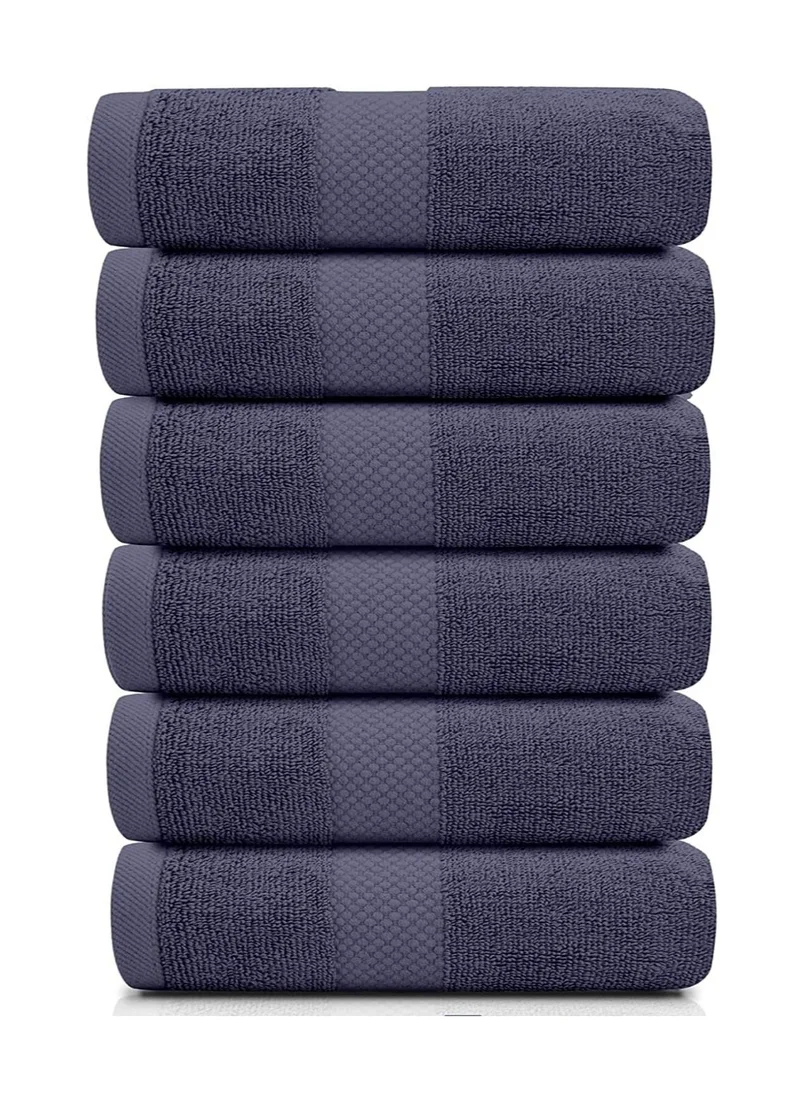 1Chase Luxury Hand Towels Cotton Hotel spa Bathroom Towel 16x30  Set Of 6 Navy Blue