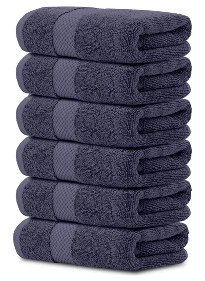 1 تشيس Luxury Hand Towels Cotton Hotel spa Bathroom Towel 16x30  Set Of 6 Navy Blue