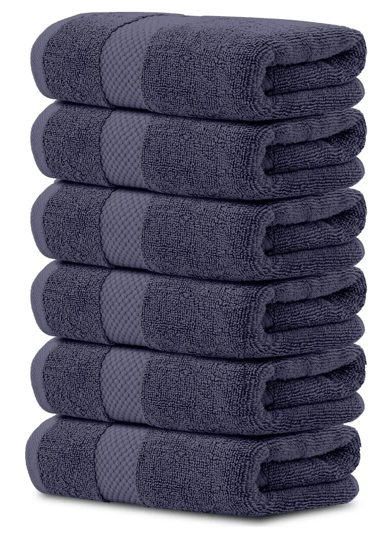 1Chase Luxury Hand Towels Cotton Hotel spa Bathroom Towel 16x30  Set Of 6 Navy Blue