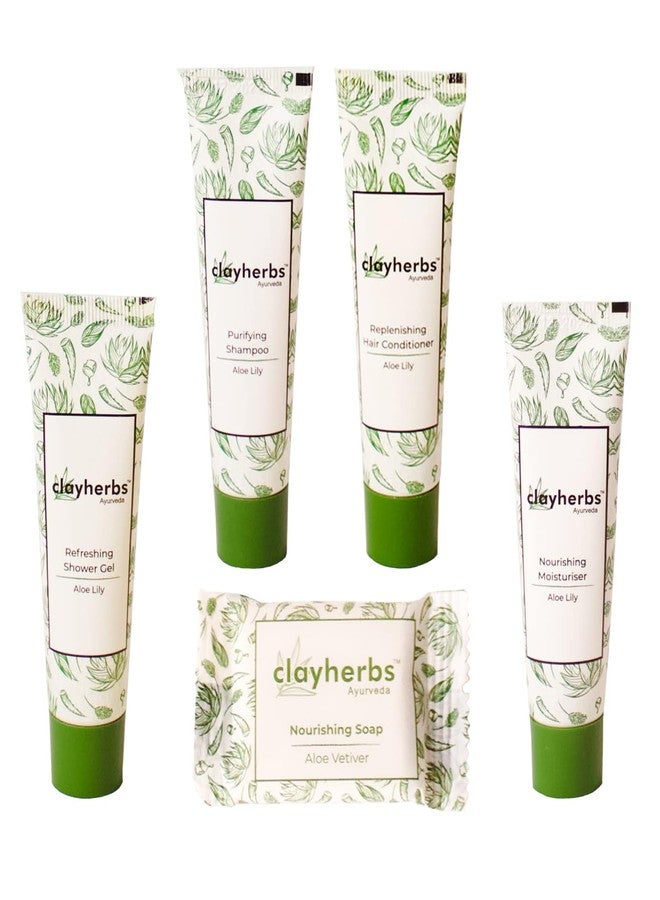 Clayherbs Pack-80 22ml Bulk Hotel Amenities Toileties For Hospitality Travel Size Mini Shampoo,Conditioner, Shower Gel Moisturizer Cream Hotel Shampoo Soap Nourishing Biodegradable Supplies for Guests 1 Free15g Soap| 20pc Each