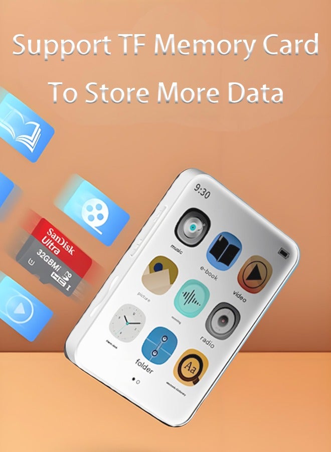 general Full Touch Screen and Mini Portable MP3 MP4 Player Bluetooth MP4 Music Player HIFI Sound Speaker - White - Image 3