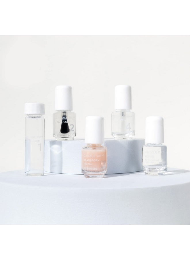 Dazzle Dry - Complete Starter Mini Kit Step 1 Nail Prep Step 2 Base Coat Step 4 Top Coat Transform Ridge Filler & Revive Polish & Top Coat Thinner. - Image 1
