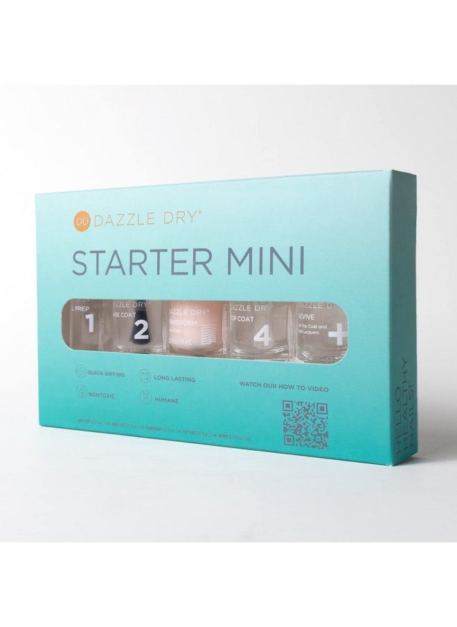 Dazzle Dry - Complete Starter Mini Kit Step 1 Nail Prep Step 2 Base Coat Step 4 Top Coat Transform Ridge Filler & Revive Polish & Top Coat Thinner. - Image 1