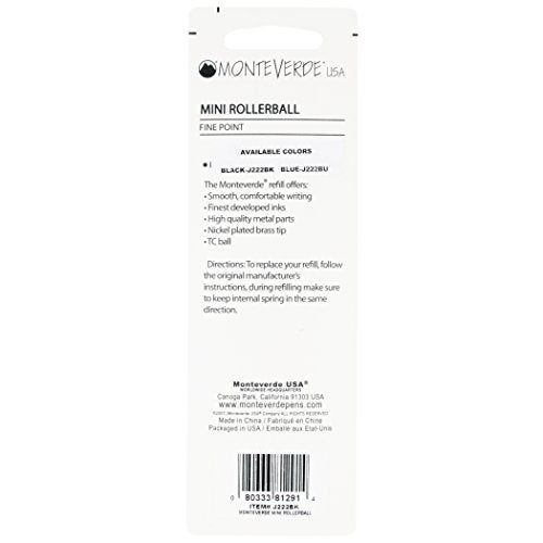 Monteverde Mini Rollerball Refill for Mini Jewelria Pens, Black, 6 Pack (J223BK) - Image 4
