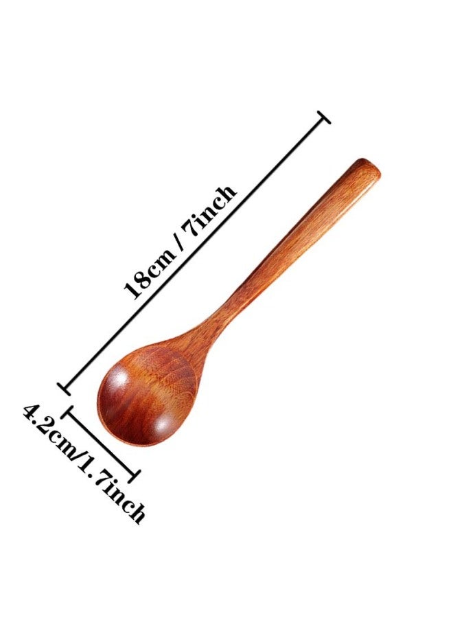Loquat Haoyuan Small Spoon Japanese Children's Spoon Handmade Tie Line Wooden Spoon Fork Small Wooden Spoon Can Be Engraved Logo-Color:Old Lacquer Round Head Spoon - Image 1