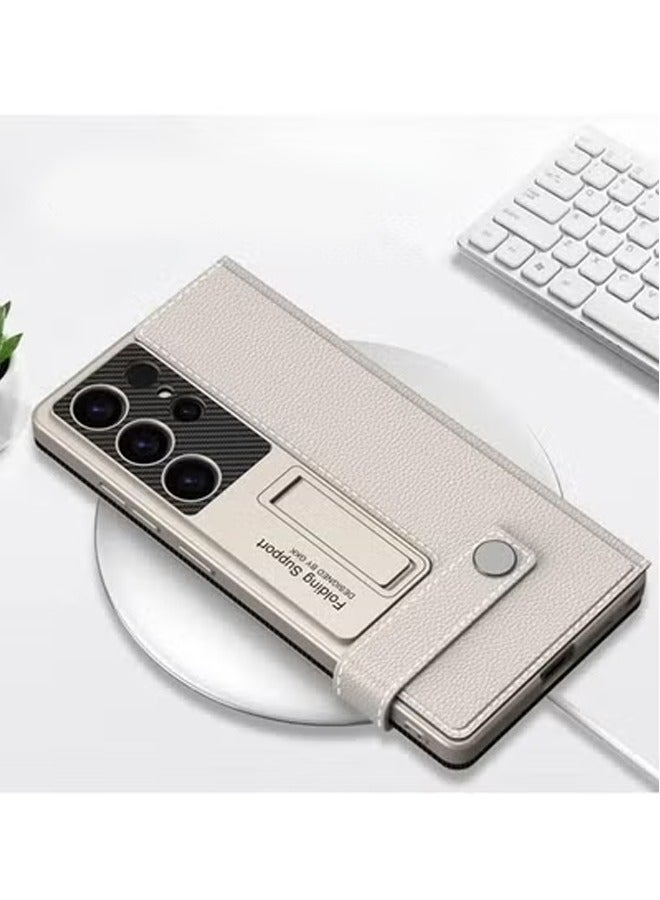 Leather Case Compatible with Samsung Galaxy S25 Ultra Case, Built In Magnetic and Flip Cover Leather Case, Support Wireless Charging Cover with Galaxy S25 Ultra