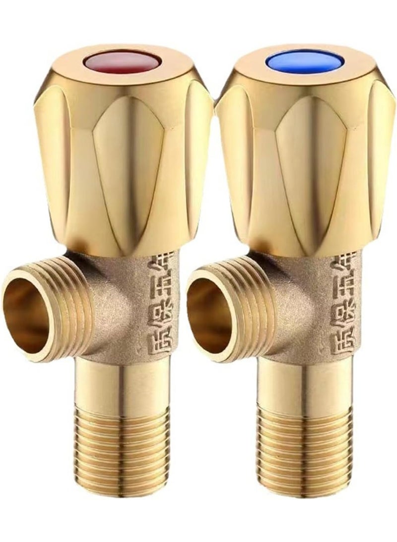YelaJoy 2 PCS Angle Valve,All-copper Triangular Valve Water Heater 4-point Toilet Universal Hot and Cold Thickened Explosion-proof Angle Valve - Image 1