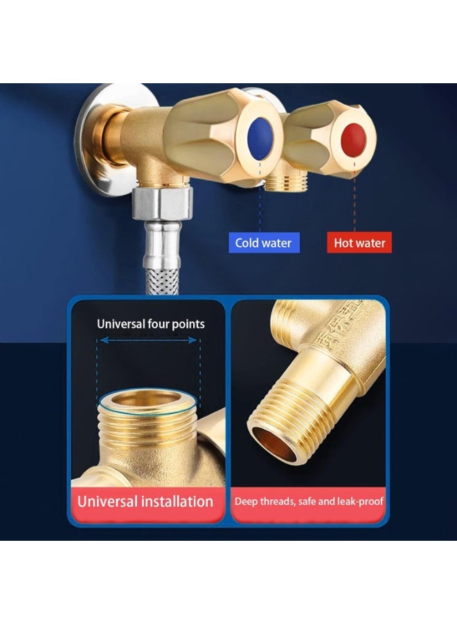 YelaJoy 2 PCS Angle Valve,All-copper Triangular Valve Water Heater 4-point Toilet Universal Hot and Cold Thickened Explosion-proof Angle Valve - Image 4