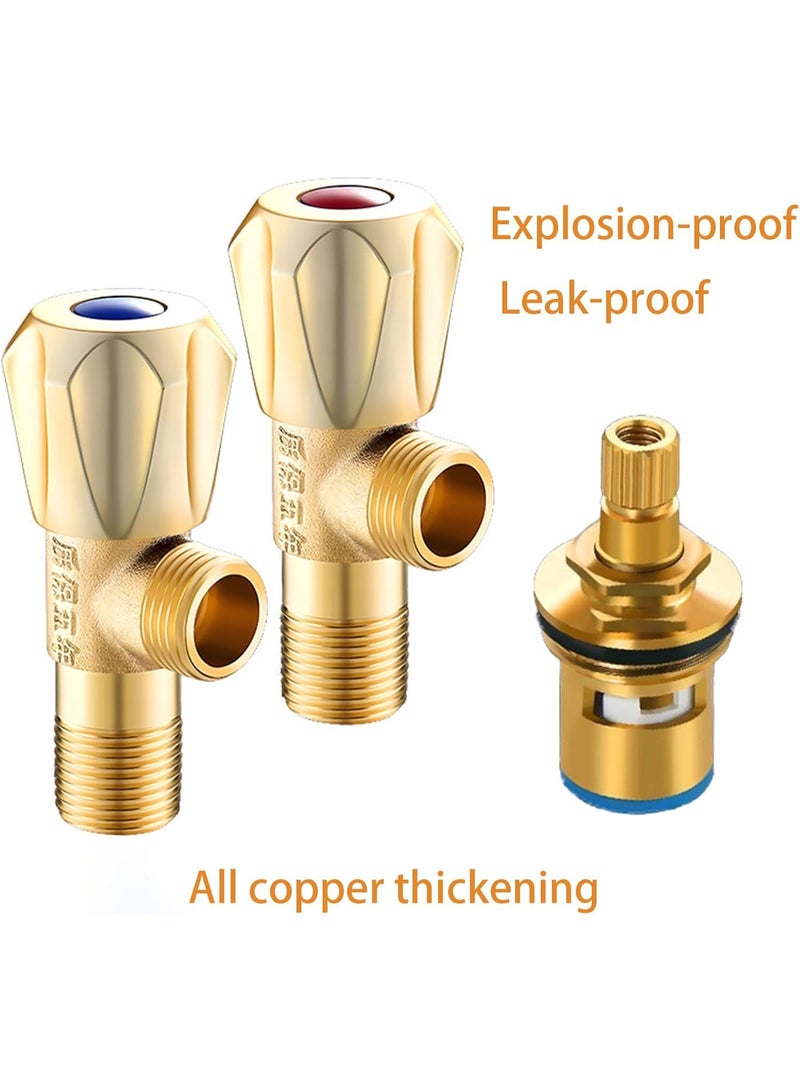 YelaJoy 2 PCS Angle Valve,All-copper Triangular Valve Water Heater 4-point Toilet Universal Hot and Cold Thickened Explosion-proof Angle Valve - Image 2