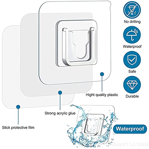 ERZA Double Sided Adhesive Hooks, Heavy Duty Wall Hook, Waterproof Wall Hanger Holder, Wall Hooks for Hanging, Self Adhesive Hooks for Bathroom Kitchen Office Hanging, Transparent, Pack of 24 - Image 2