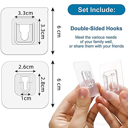 ERZA Double Sided Adhesive Hooks, Heavy Duty Wall Hook, Waterproof Wall Hanger Holder, Wall Hooks for Hanging, Self Adhesive Hooks for Bathroom Kitchen Office Hanging, Transparent, Pack of 24 - Image 3