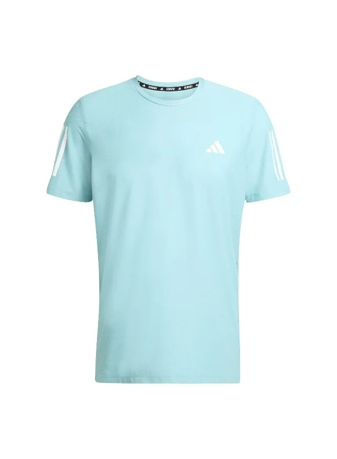 اديداس تيشيرت قطن بأكمام قصيرة للرجال بلون تركواز